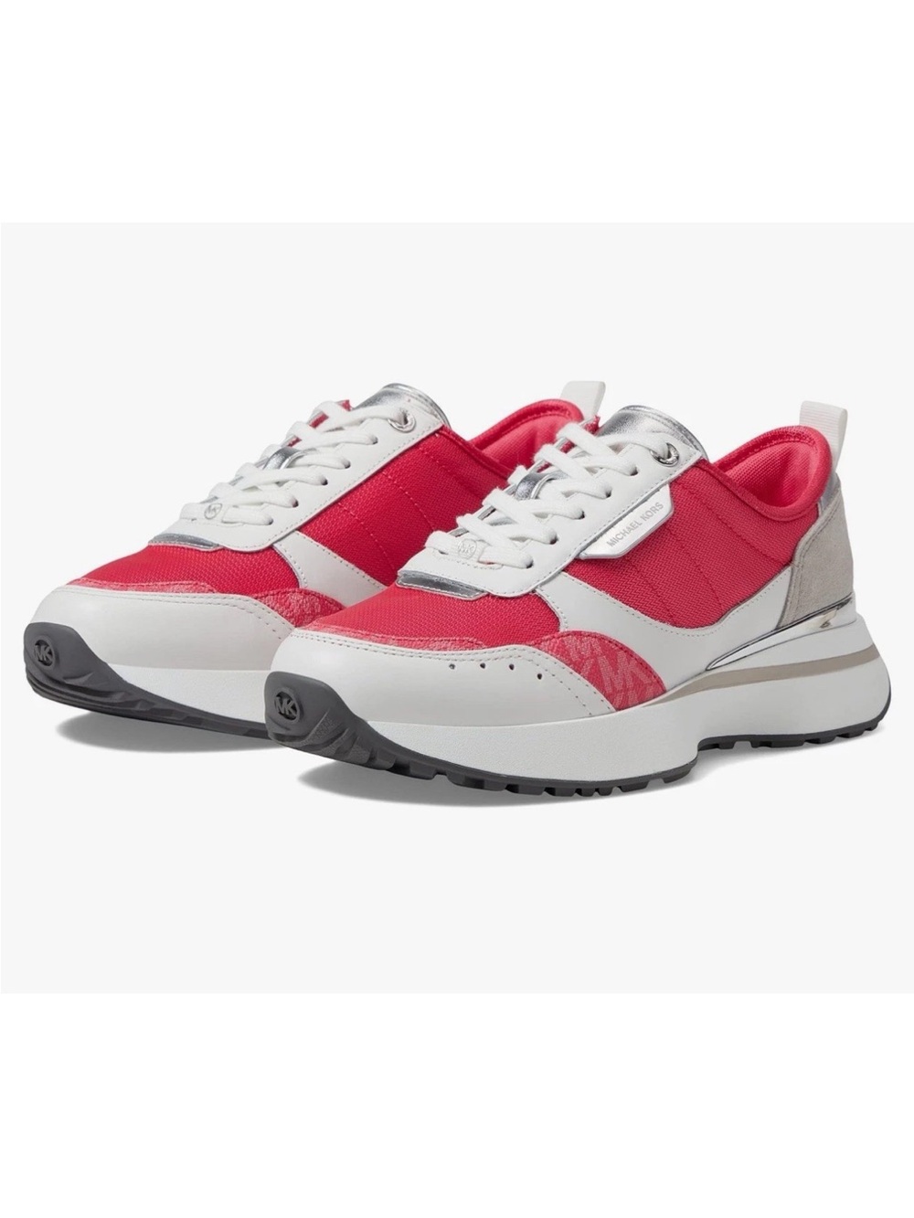 MICHAEL Michael Kors Hot Pink, White & Silver Platform Sneakers